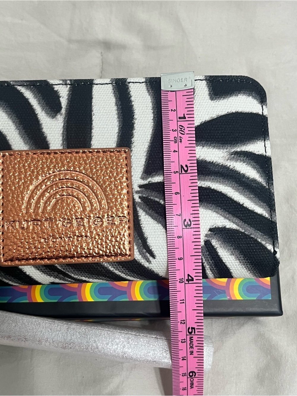 Kurt Geiger Black & White Zebra Wallet with Rose Gold Patch - Picture 8 of 8